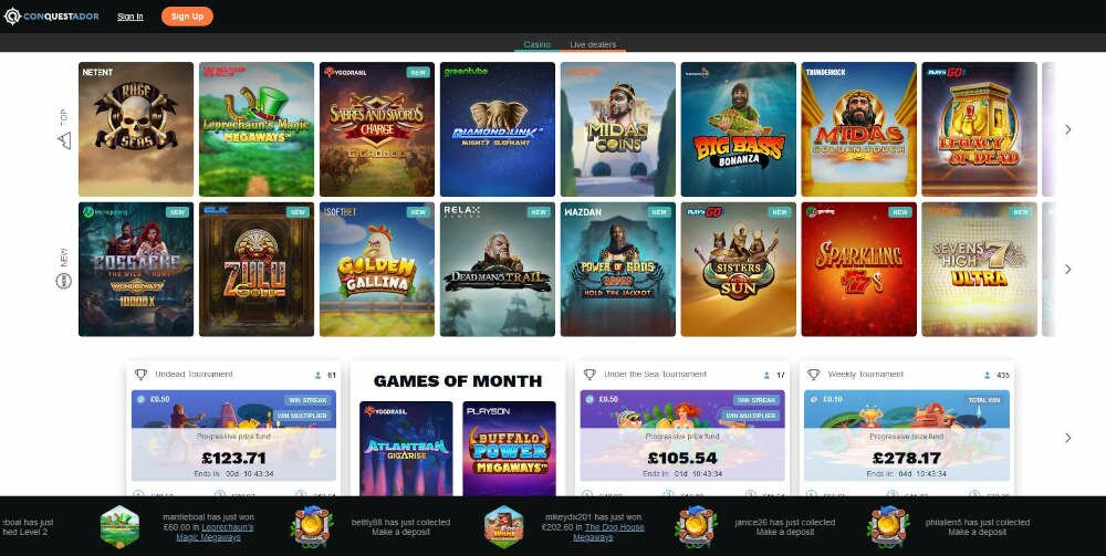 Conquestador Casino Games