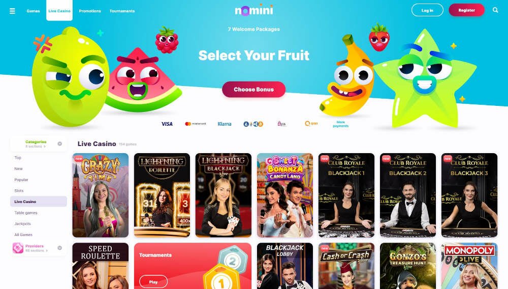 Nomini Live Casino Games