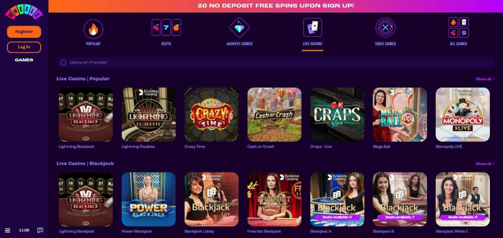 Wheelz Live Casino