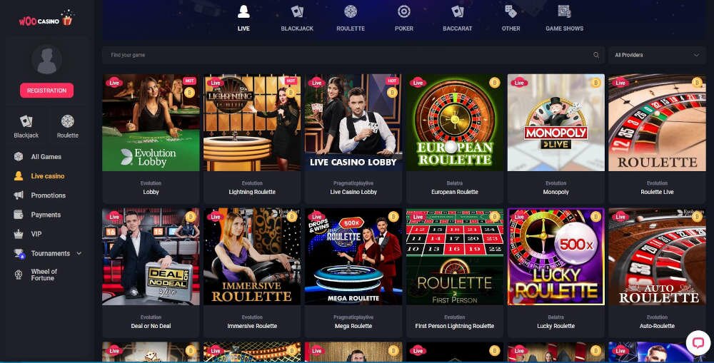 Woo Live Casino Games